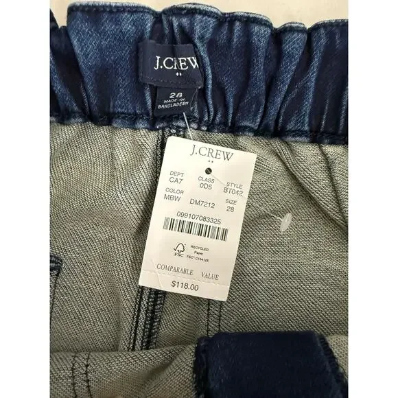 NWT J.Crew Utility Jogger Jeans Signature Stretch Maison Blue Wash Size 28